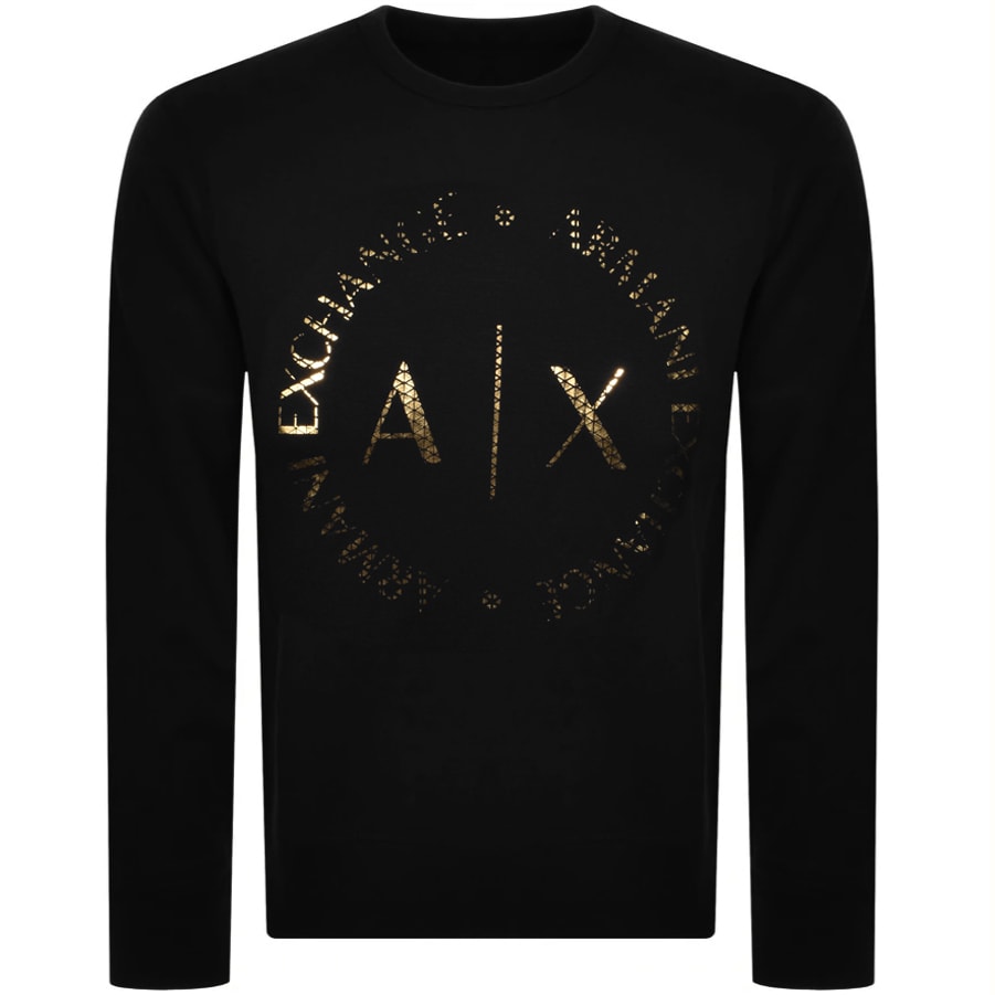 Alternative Image for ProductArmani Exchange Crew Neck Logo Sweatshirt Black1